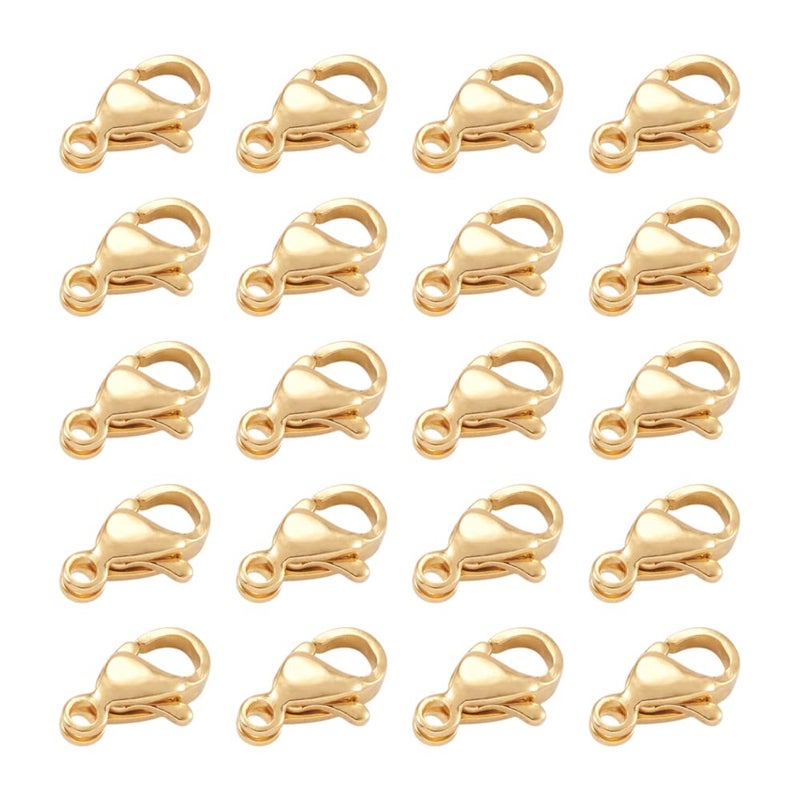 Craftdady 100pcs 18K Gold Lobster Claw Clasps Stainless Steel Fastener Hook Closure End Clasps 9x5mm for Jewelry Craft Key Chain Making - Image 2